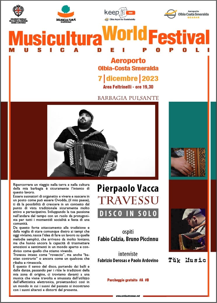 Locandina di presentazione del disco di Pierpaolo Vacca, Travessu